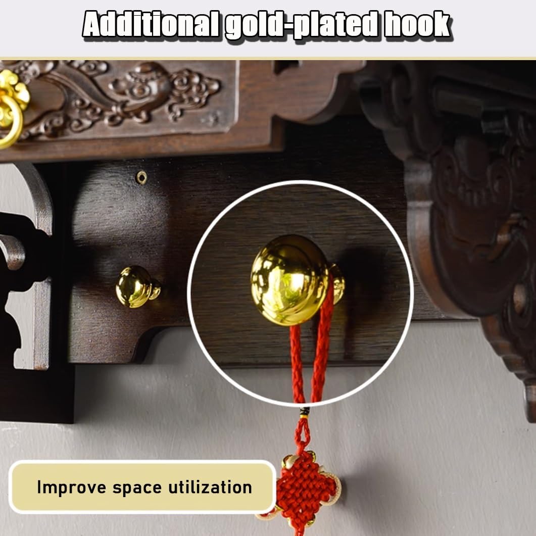 YVYKFZD Buddha Statue Stand Shrine Altar Table, Wall-Mounted Display Pedestal Offering Table, Bamboo Stand Shrine Prayer Buddhist Niche Incense Tribute Puja Table(Walnut,40x30cm/15.7"x11.8")