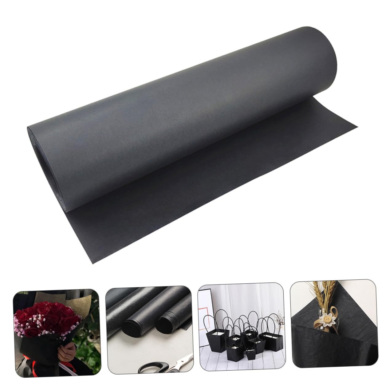 Lurrose Geschenkpapier Rolle Schwarz Kraftpapier Rolle für Geschenkverpackung Dekoratives Geschenkpapier für Bastelblumen