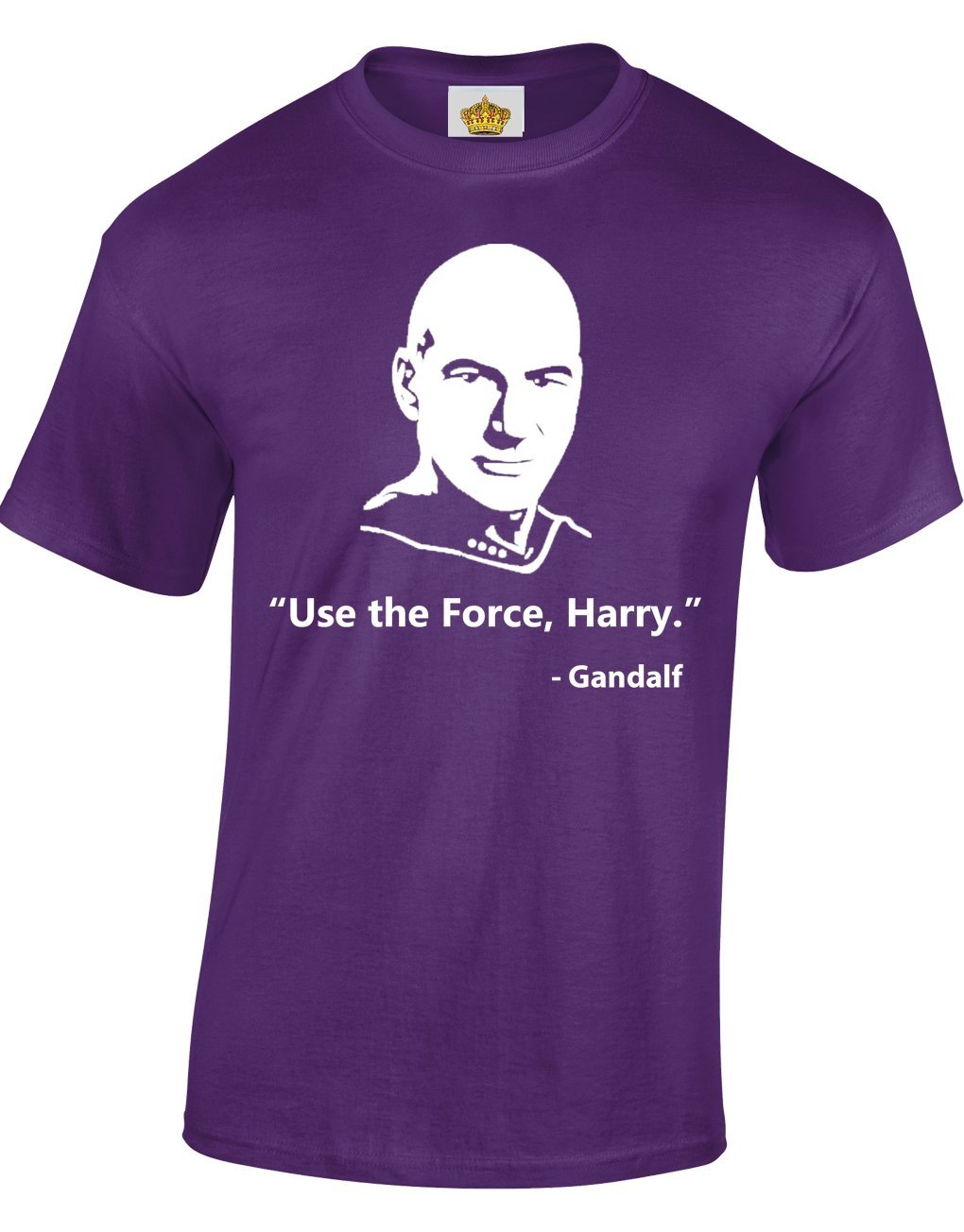 Crown Designs Use The Force Harry - Gandalf Sci-Fi Mashup Funny Cool for Men & Teenagers T-Shirts Tops - Purple/XX-Large