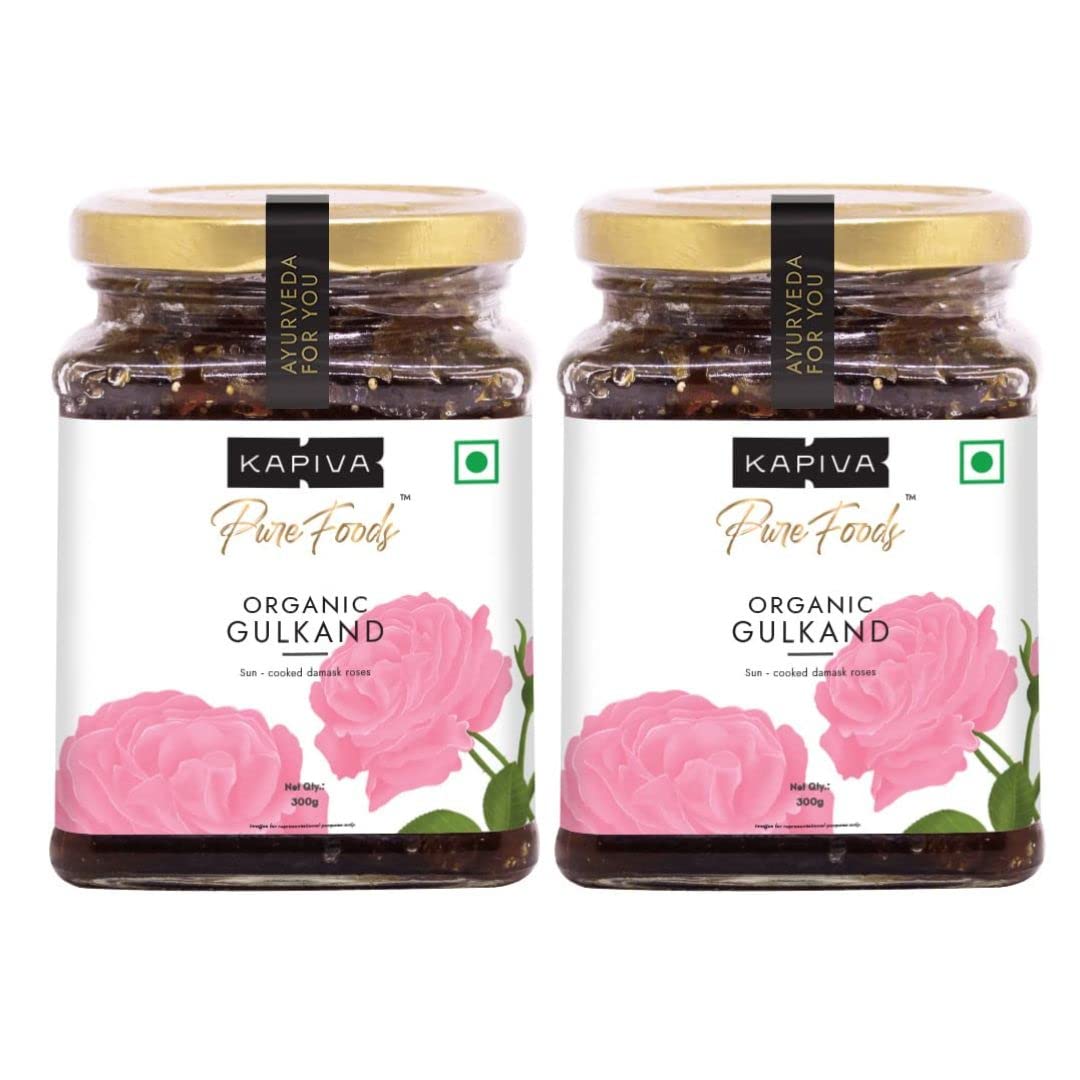Kapiva Organic Gulkand 300gms (Rose Petal Jam) | 100% Natural | Sun-Cooked Damask Roses - Super Saver Pack of 2