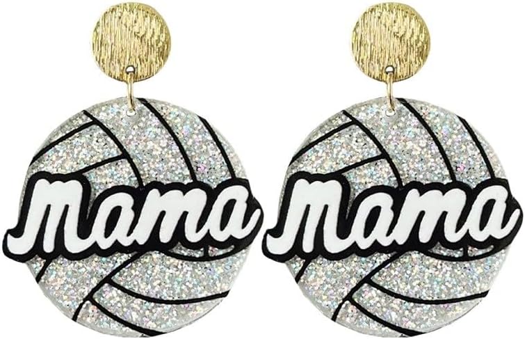 Game Day MAMA Cheering Earrings Football Soccer Basketball Baseball Volleyball Loudspeaker Pendant Accessories Mom Sports Theme Competitive Spirit Jewelry Gift