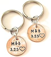 Vista 5 de Tucker's Trinkets And Treasures Personalized Anniversary Year Penny Key Chain, Anniversary Date, Name, Initials, Personalized