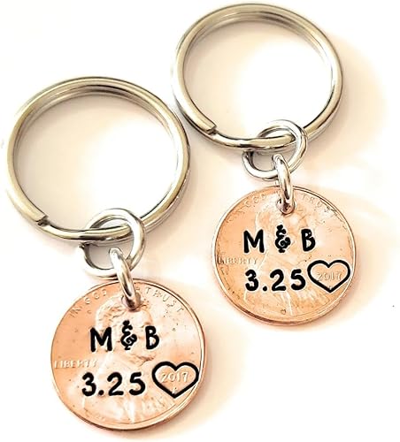 Miniatura 5 de Tucker's Trinkets And Treasures Personalized Anniversary Year Penny Key Chain, Anniversary Date, Name, Initials, Personalized
