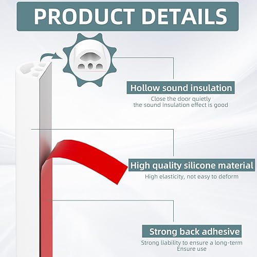 Miniatura 7 de Tira de sellado de goma para puertas y ventanas, impermeable, autoadhesivo, en forma de D, para aislamiento de marcos de puerta con gran espacio,