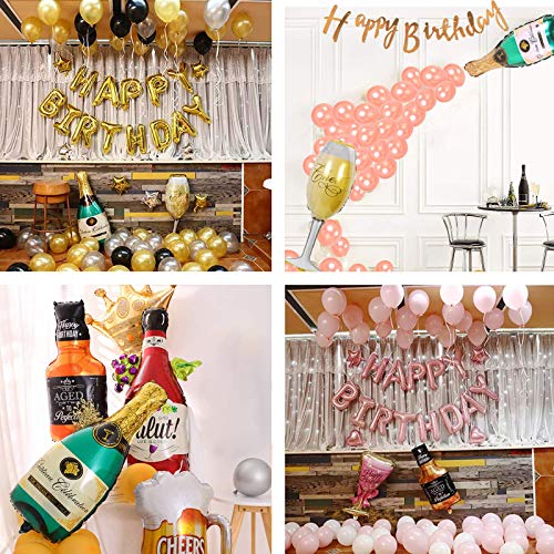 12PCS Aluminum Foil Helium Mylar Balloons, Champagne Bottle Goblet Hydrogen Whiskey Beer Cup Balloons, Multiple Styles Party Decoration Supplies for Birthday Graduation Anniversary Wedding Ceremony - Thumbnail 6