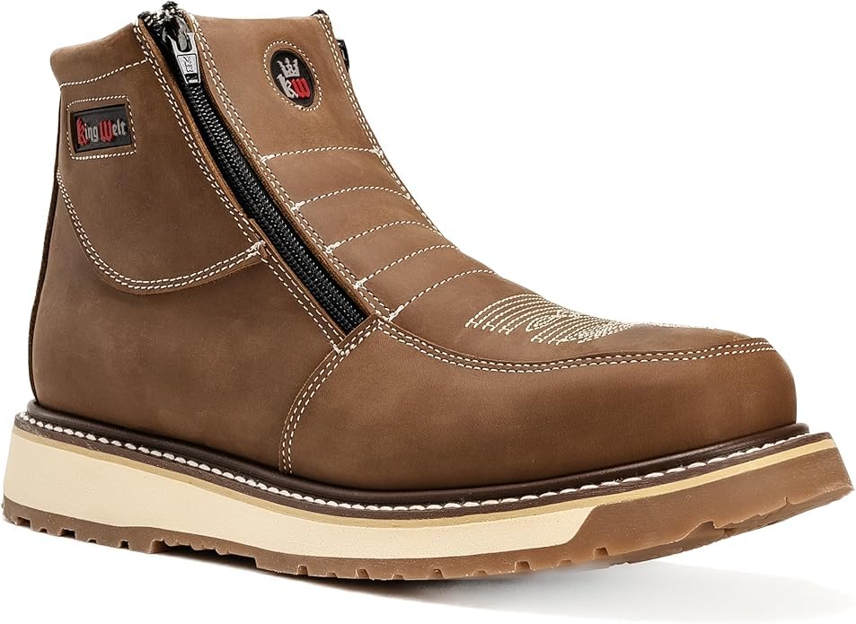 King Welt Ultra Flex 6" 335 Medallion Dual Zipper Double Density Lightweight Men Western Soft Toe Work Boots3