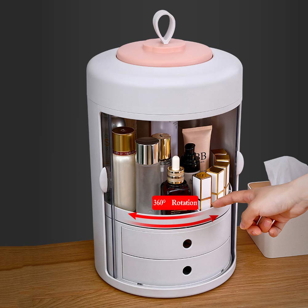 Contenitore Trucchi Organizzatore Make Up Cosmetic Organizer Regolabile Cosmetici Rossetti Pennelli Storage Box Durevole, White