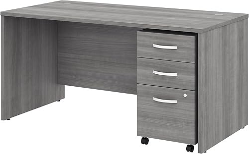Miniatura 72 de Bush Business Muebles stc013sg Studio C computadora y archivo, 72" x 30," Storm Gray, Madera, Blanco Blanco,Negro Nuez (Black Walnut),Nogal