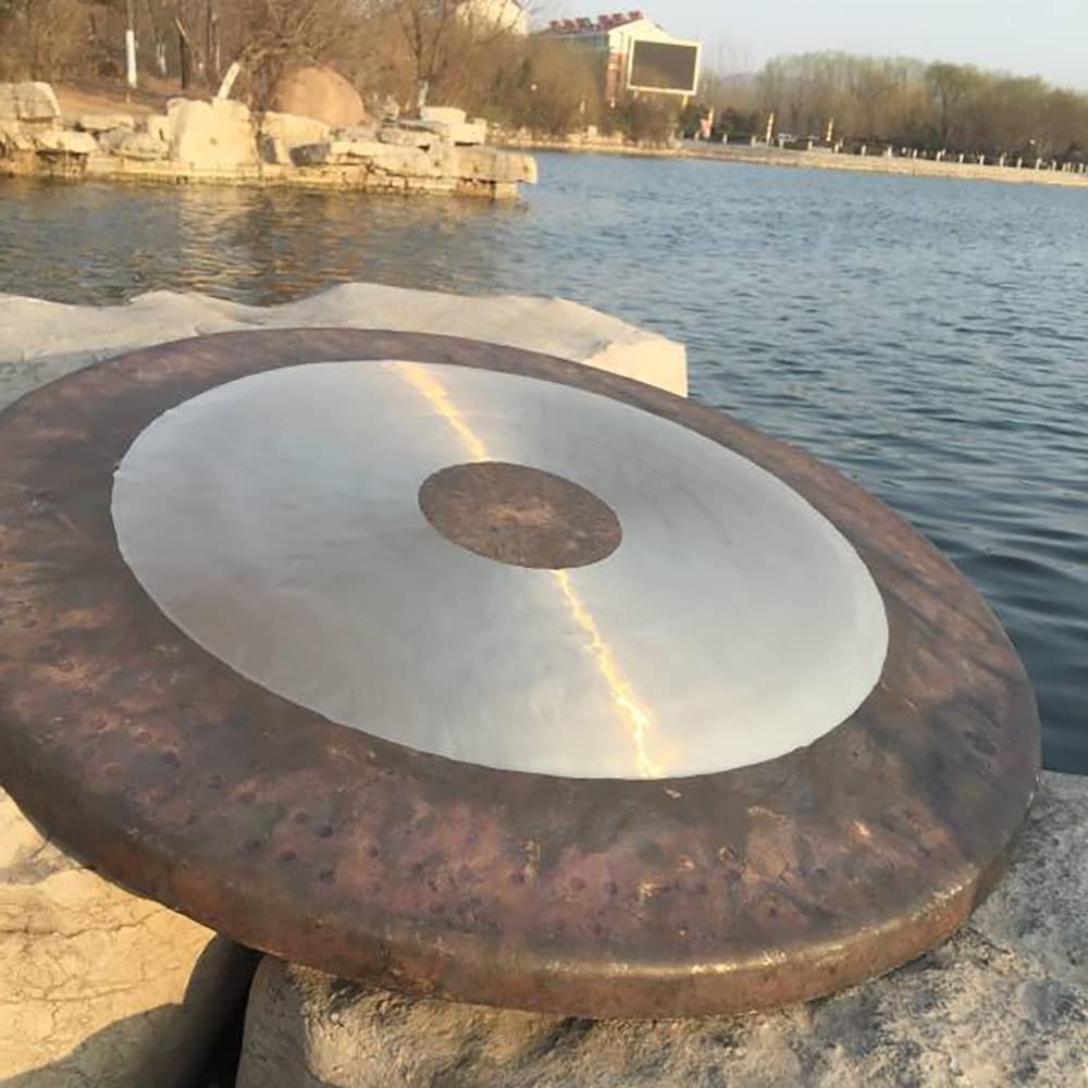 Traditional Chinese Bronze Gong, With Gong Mallet, Hanging String, Aged Look And Beautiful Shimmering Wash Quality(18 Inch)