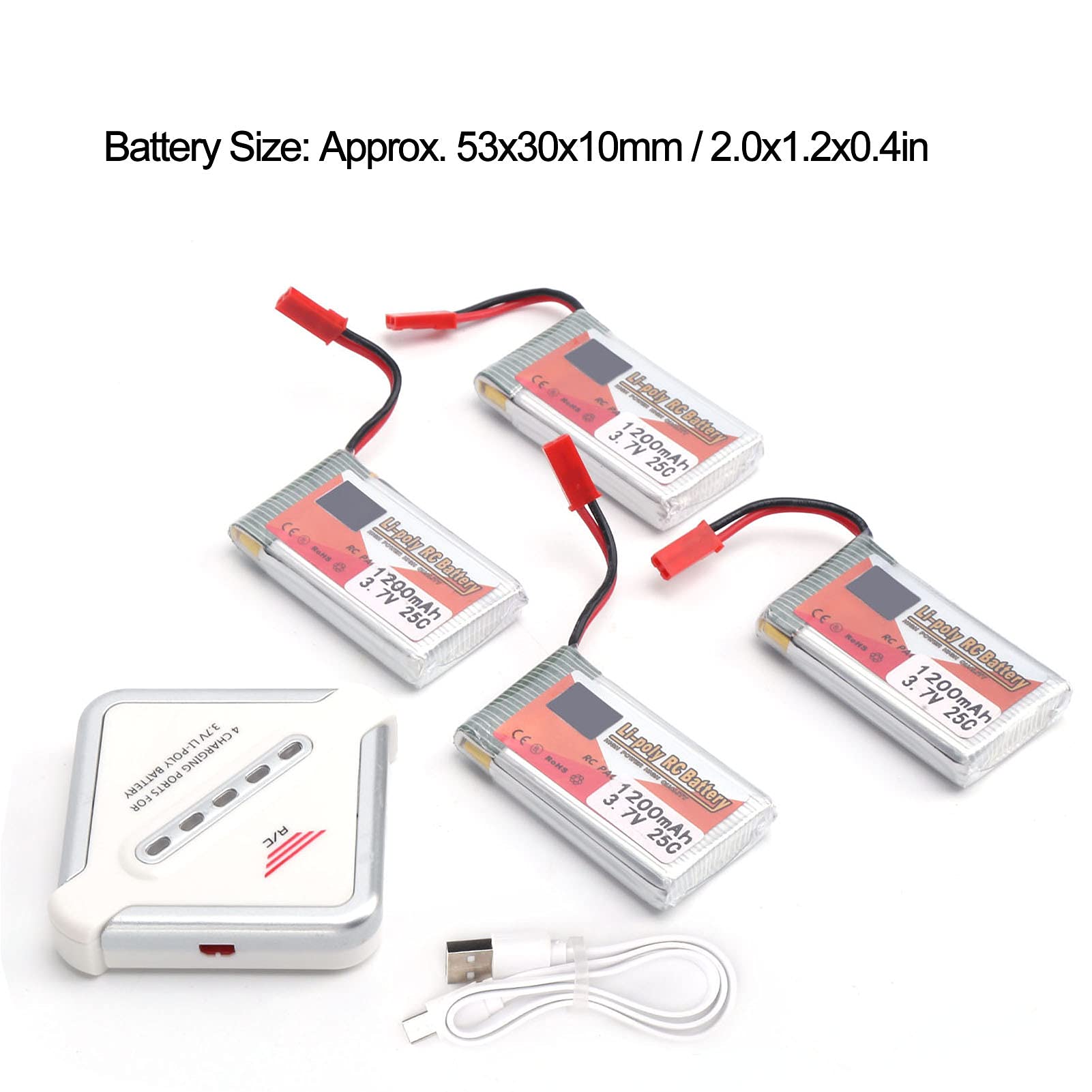 Paquete de batería Lipo de 1200mAh 25C para Cargador de Coches RC Enchufe JST