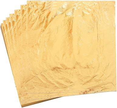 YongBo Gold Leaf Sheets, 100 pc 5.5" Gold Foil Paper for Arts Craft, Painting, Gilding, Slime, Nail Design, Furniture Decoration