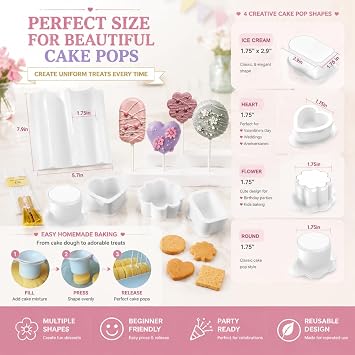Cake Pop Cutter and Pusher with Tray, High Capacity Baking Mold