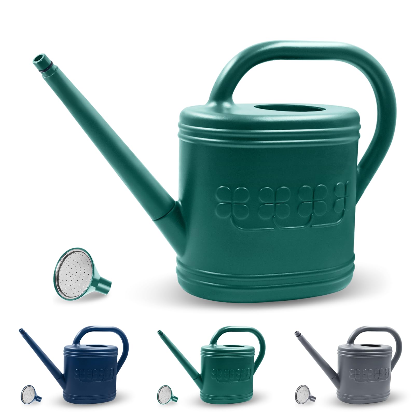 2 Gallon Watering Can, Outdoor Watering Can for Plants, Garden Water Can with Removable Long Spout and Stainless Steel Sprinkler Head, Large Water Can for Greenhouse (Dark Green, 2 Gallon)