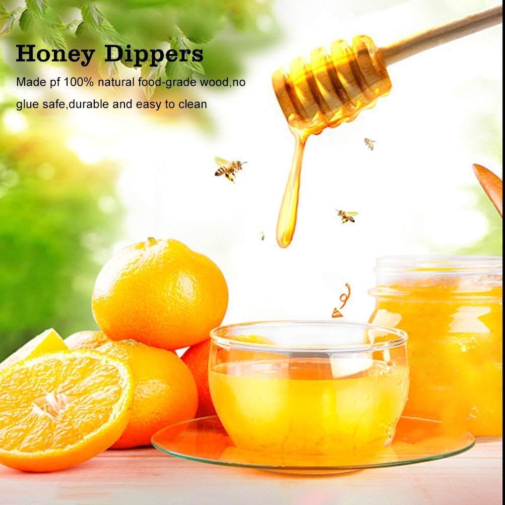 50PCS/set domestici Spargimiele legno portatile mini Jam Jar dispenser raccolta agitatore stick mino dispense Drizzle Honey 10CM Wooden