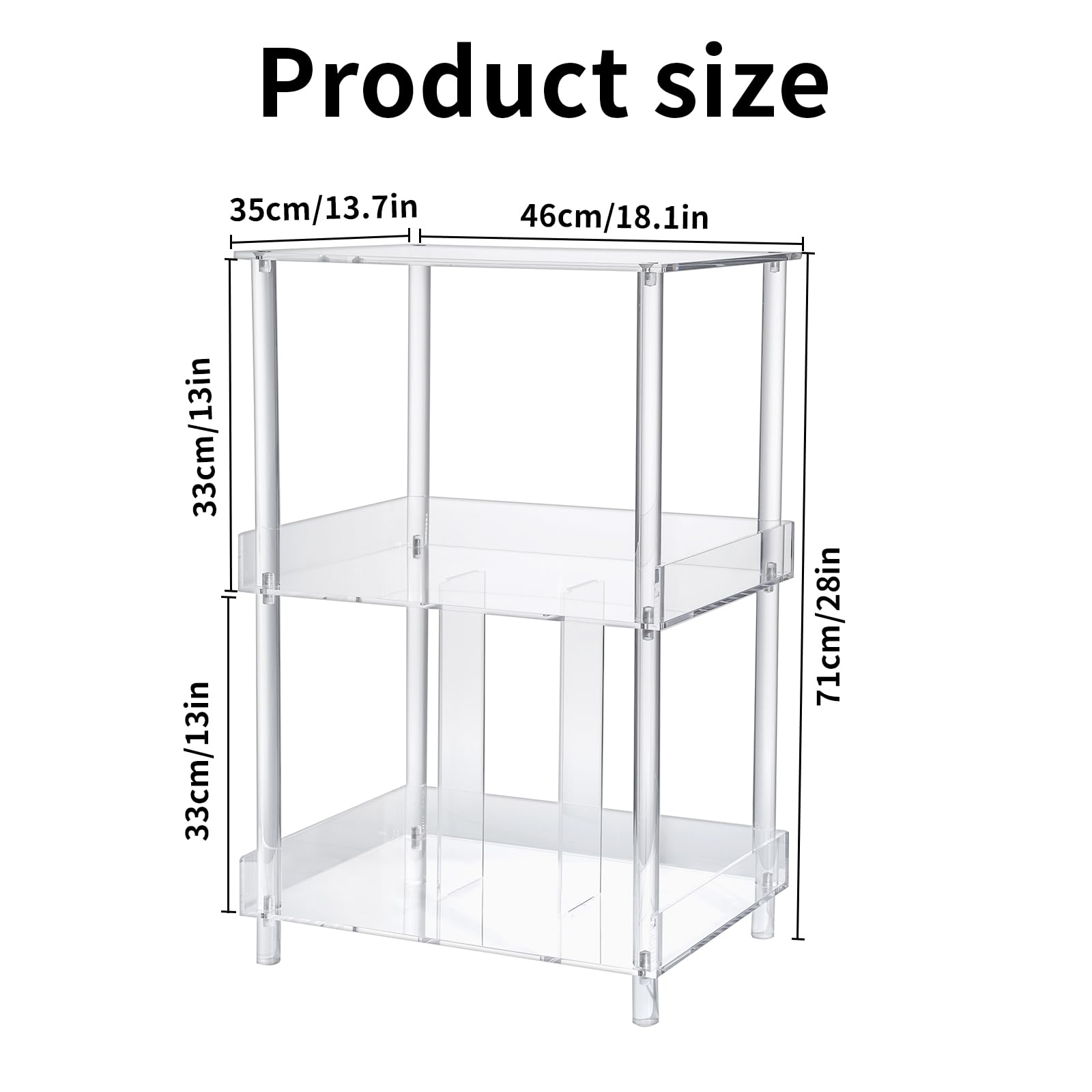 Antilope Supporto per giradischi in acrilico con contenitore in vinile, supporto per giradischi a 3 livelli, supporto fino a 200 album, grande organizer da tavolo per soggiorno, camera da letto,