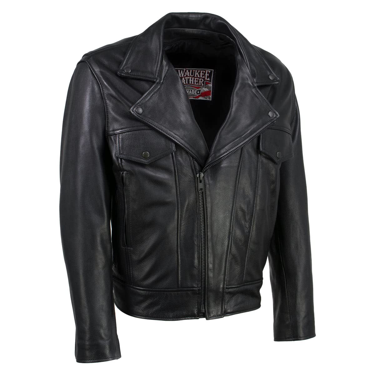 Milwaukee Leather Men's Premium Leather Motorcycle Rider Jacket - MADE IN THE USA