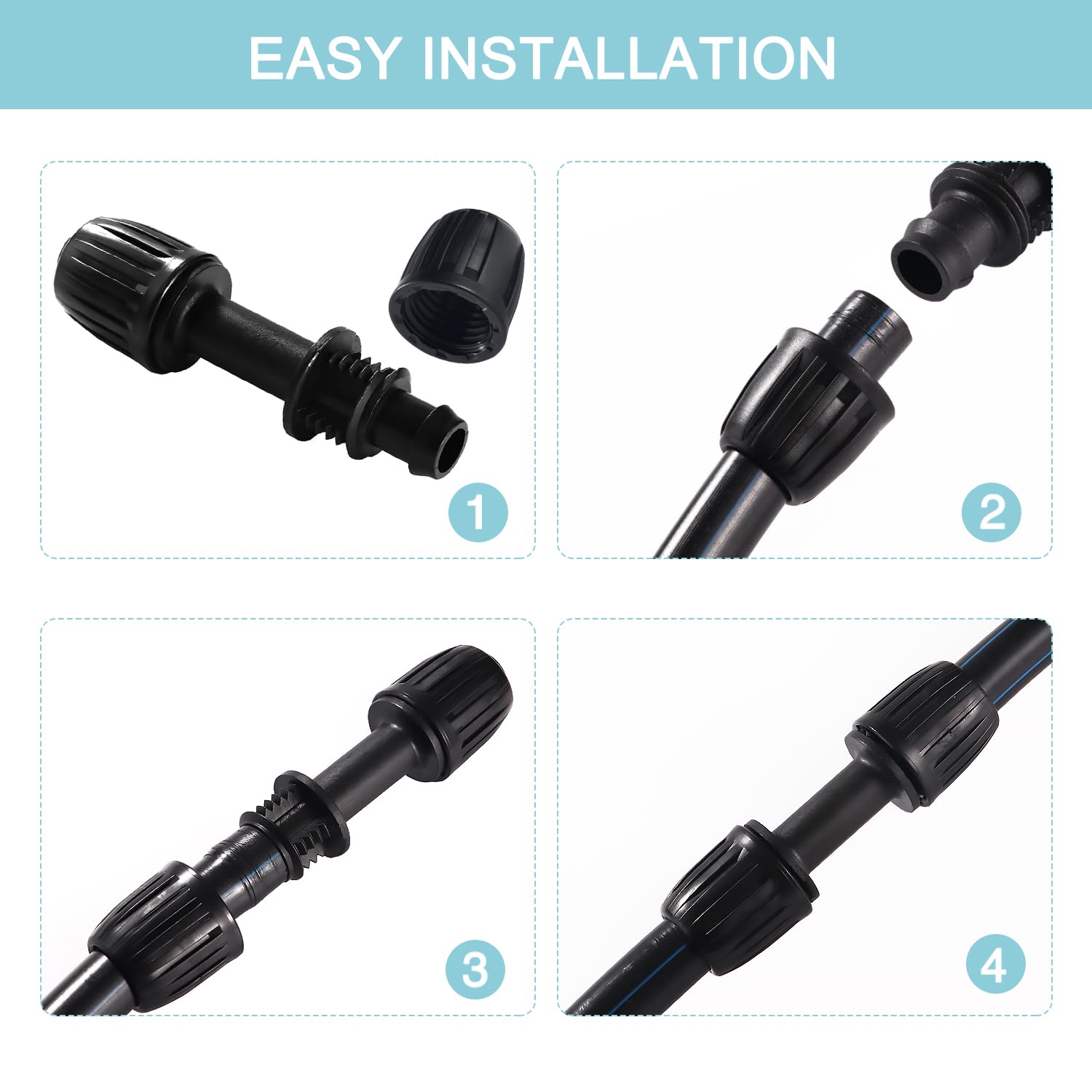 VooGenzek 10 PCS 16mm Drip Irrigation Fittings, Lock Barbed Straight Connectors, Drip Tubing Barbed Connectors - Image 4