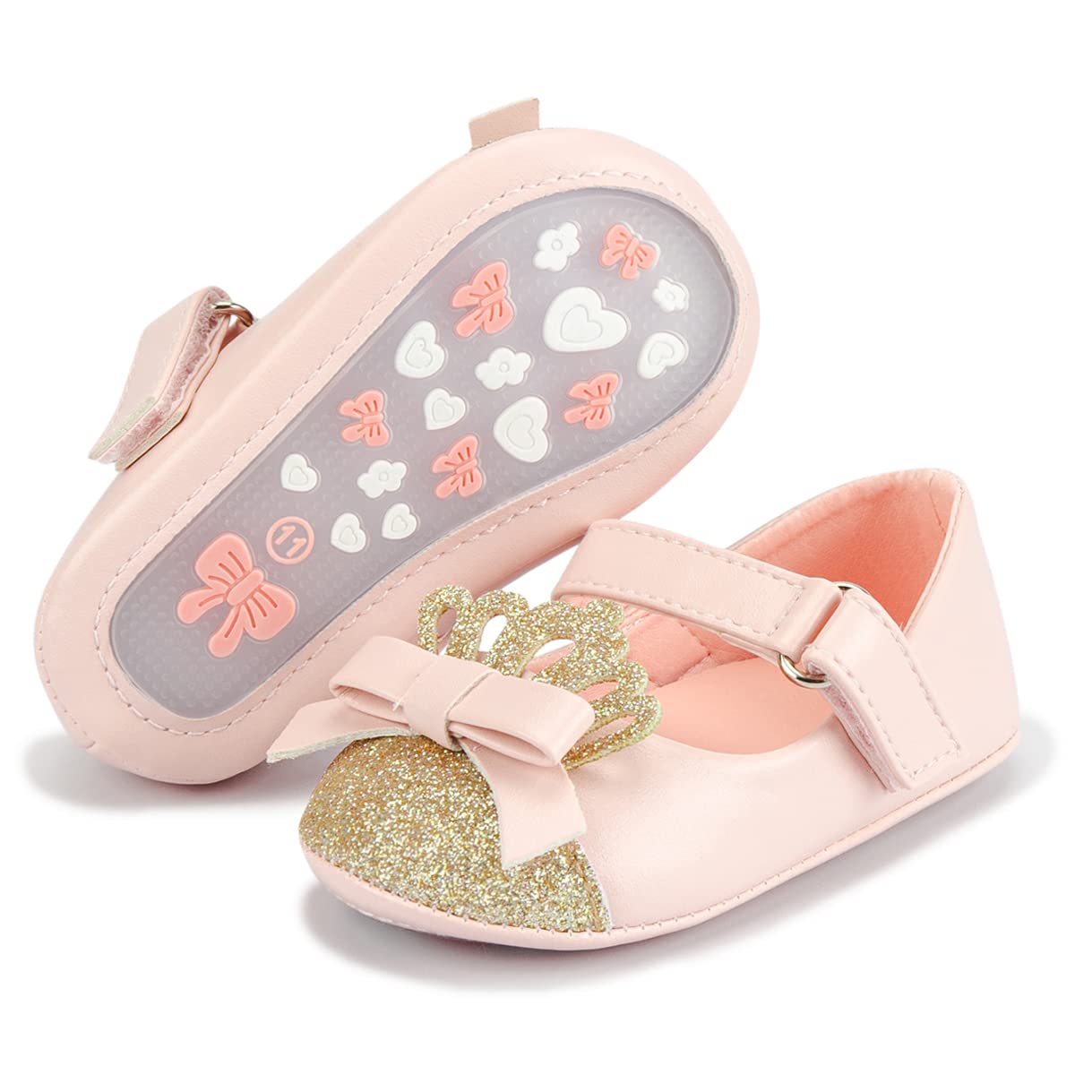 Sawimlgy Baby Girls Mary Jane Sequins Crown Flats