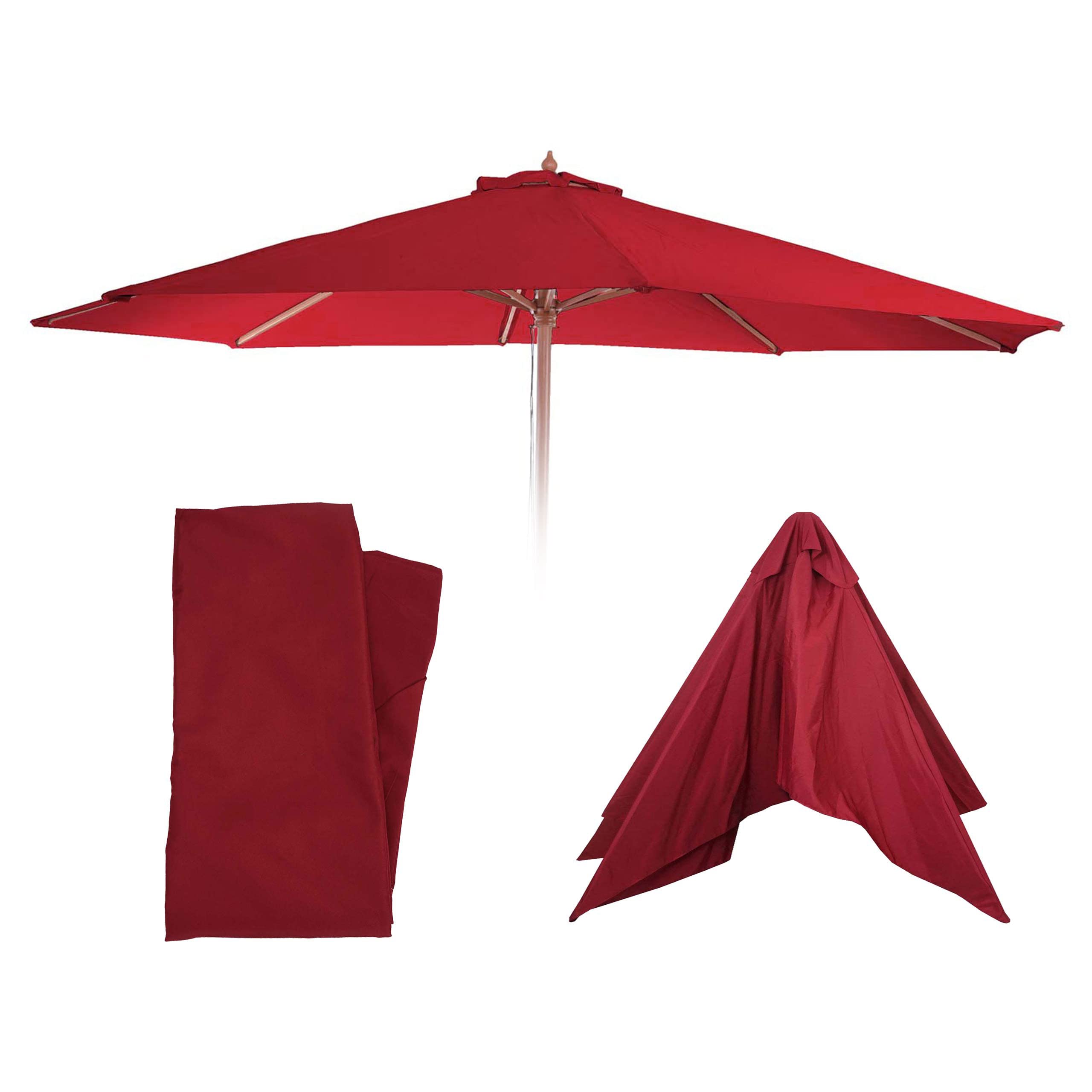 Mendler Zapasowy pokrowiec na parasol przeciwsłoneczny Florida, pokrowiec na parasol przeciwsłoneczny, Ø 3,5 m, poliester, 8 podpórek, bordowy