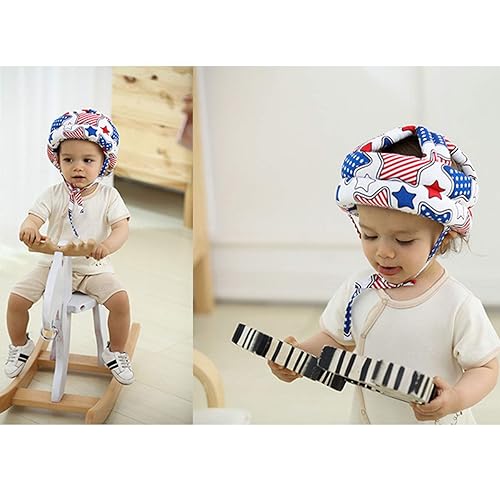Miniatura 3 de Casco de seguridad suave para bebés y niños pequeños, material de superficie, algodón, relleno de esponja ajustable, arnés de protección, regalo