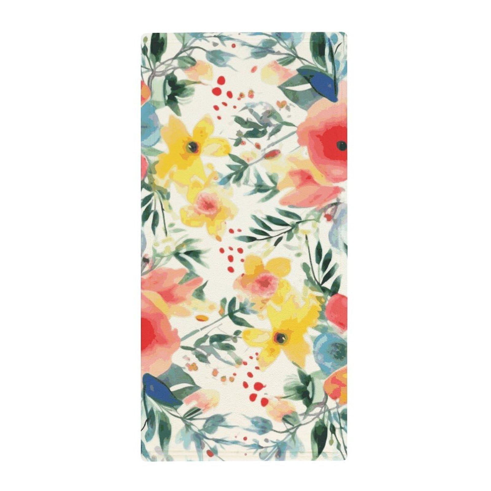 JTREHY Bright Floral Watercolor Towel Soft Lightweight Microfiber Towel Highly Absorbent Quick Drying Towels Male and Female Premium Quality Perfect for Daily Use