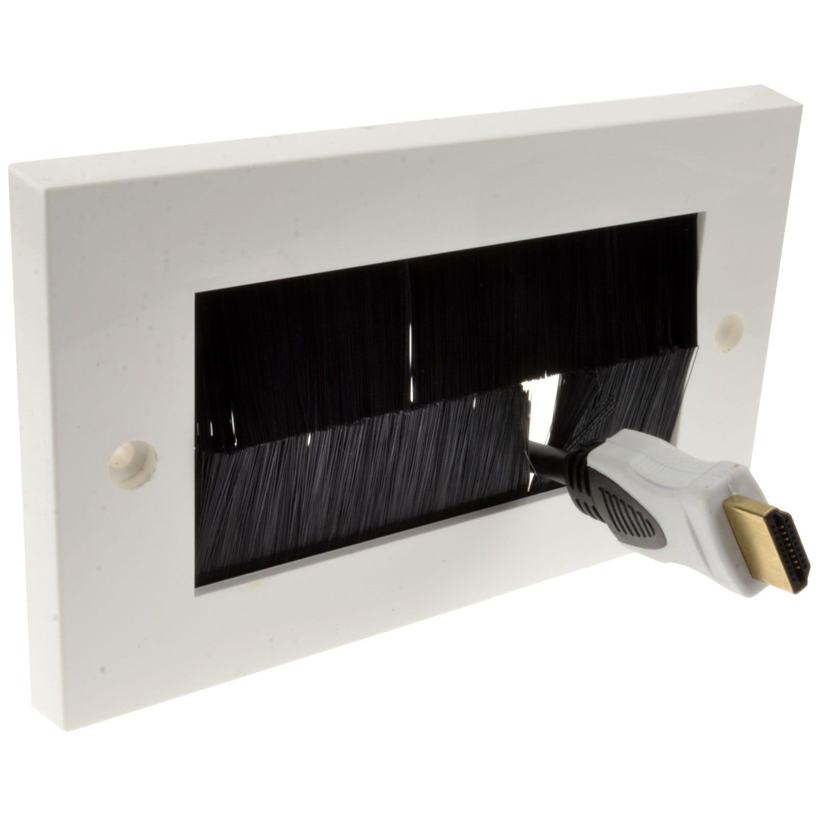 Kenable White Black Brush Faceplate For Cable Exit/Wall Outlet Uk Double Gang [ Double]