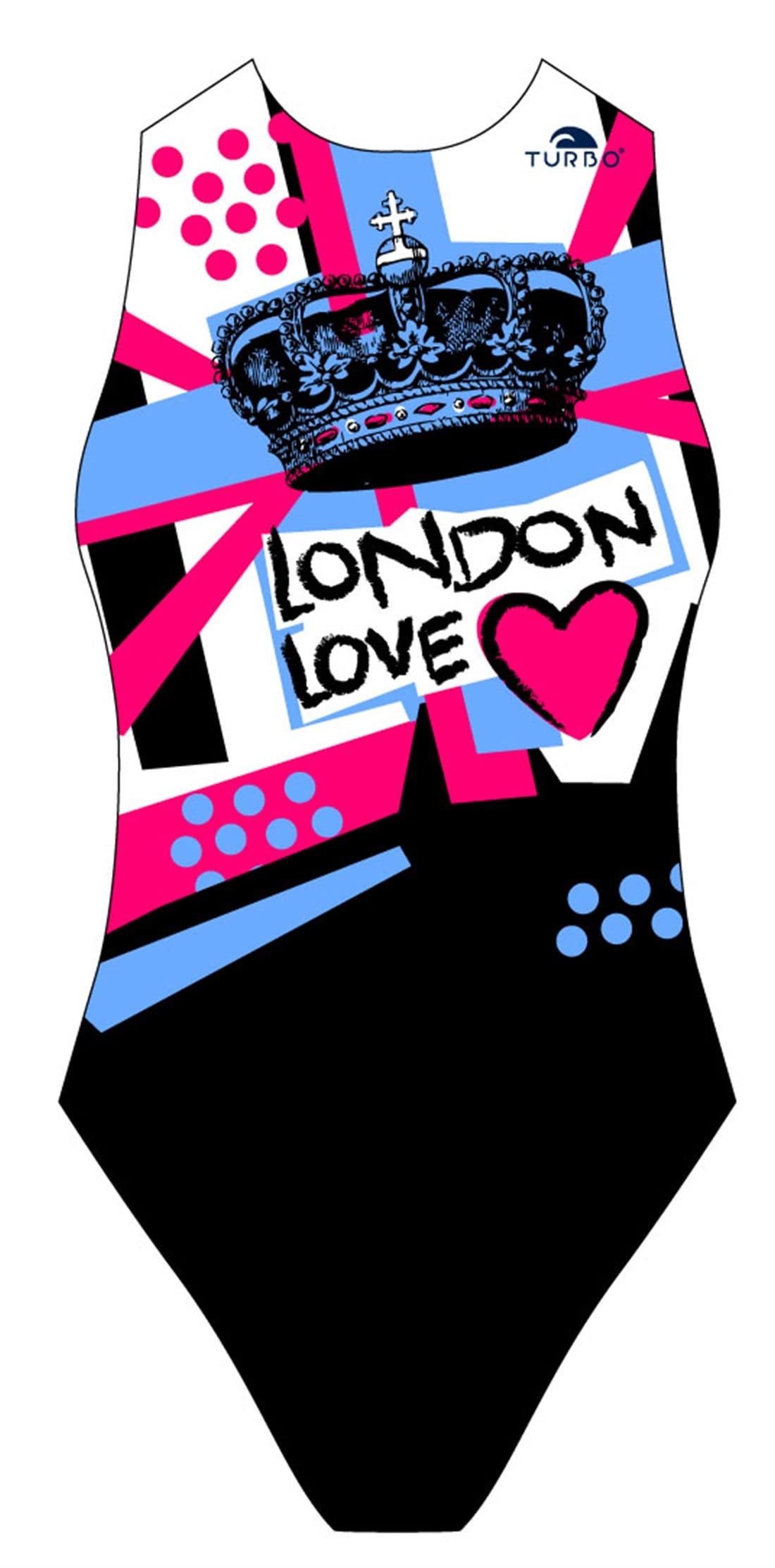 Turbo - Costume da bagno Swimsuit WP.Donna London Love da nuoto Competizione e Triathlon modello di regolazione comoda, Nero , L