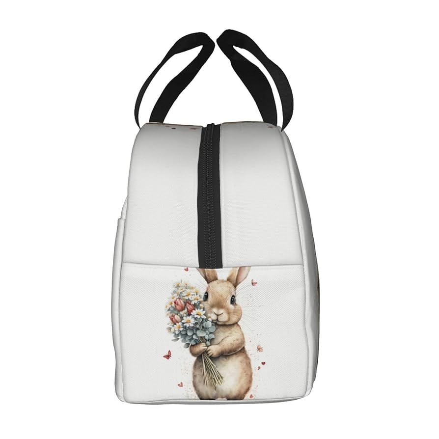 ウサギと花のデザインランチバッグ Amazon｜うさぎ 兎 ウサギ 花 可愛い ポータブル 断熱バッグ