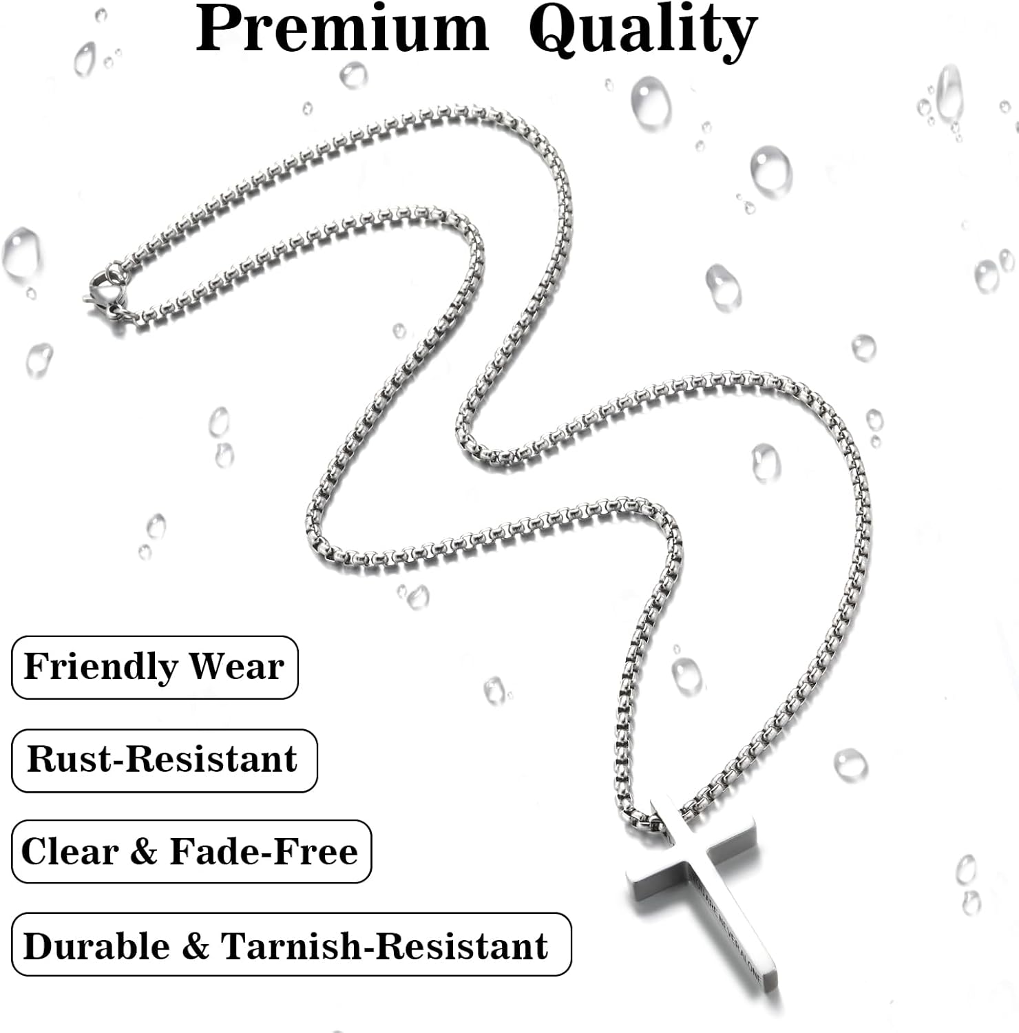 Boys Cross Necklace for Teen Boy Men,316L Stainless Steel Bible Verse Mens Pendant Christian Baptism Valentines Day Gifts for him Teens Prayer - Image 6