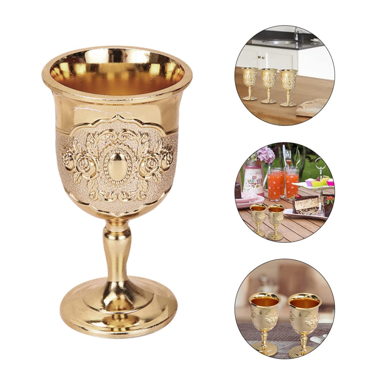Zerodeko 6pezzi Calici Da Vino Retro Dorato Elegante Coppa Per Whisky e Vino Per Eventi e Decorazioni Di Festa Design Unico Per Ogni Occasione Bicchieri Decorativi Per Bar e Feste