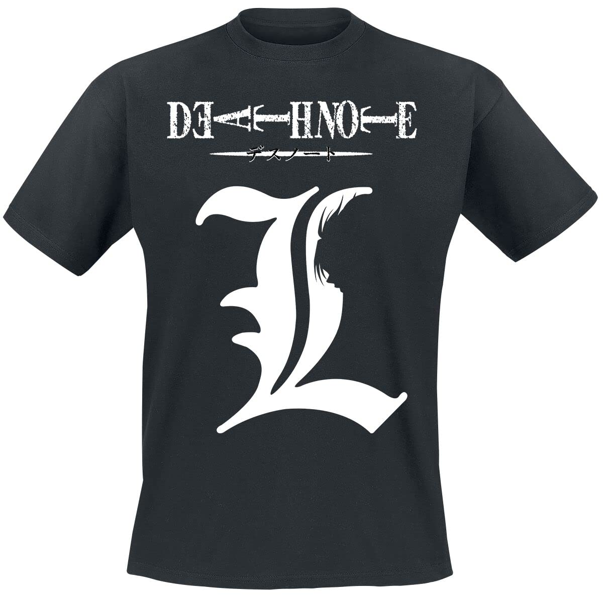 Death Note Shadow of L Men T-Shirt Black S, 100% Cotton, Regular