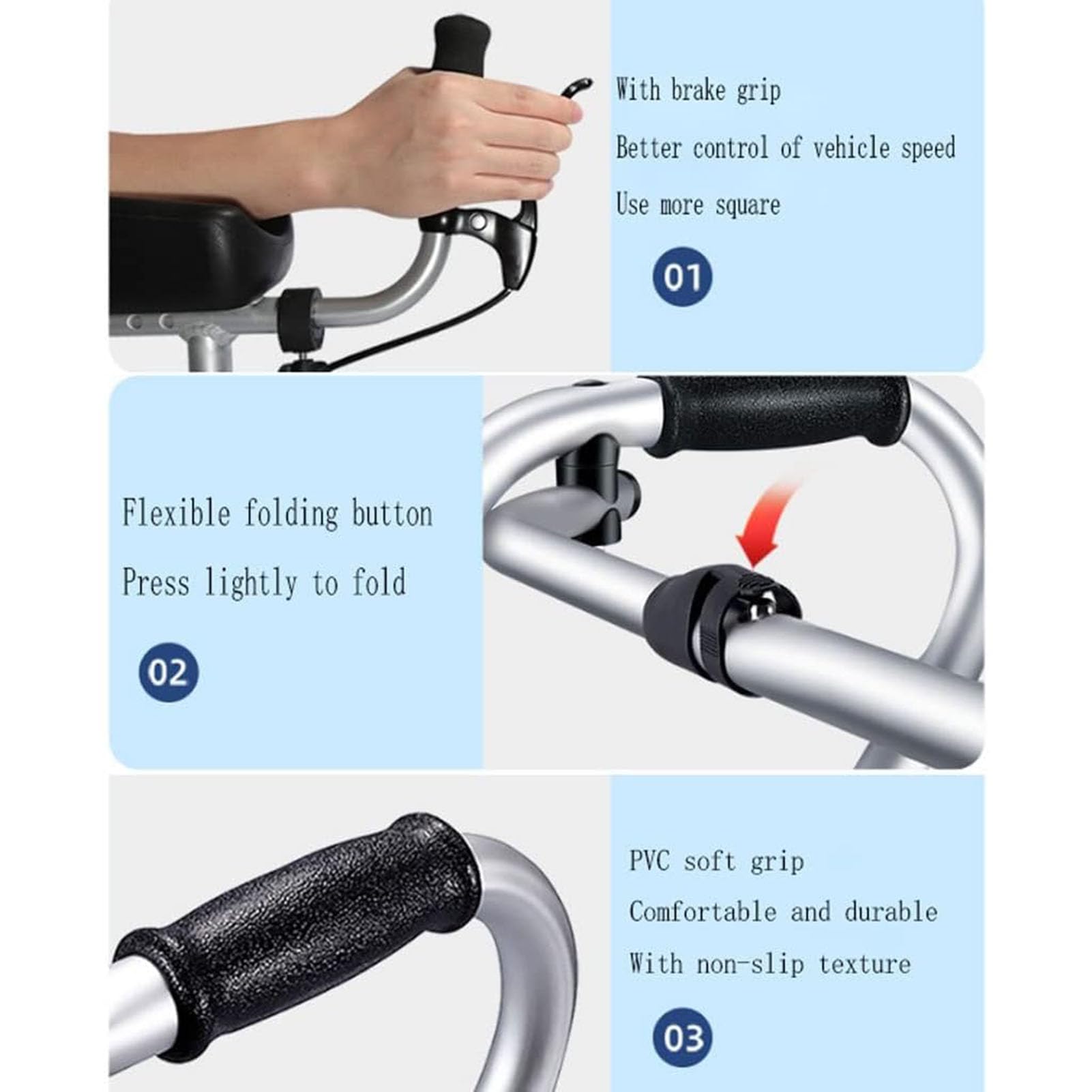LoJax Andadores para Personas Mayores, Andador Estándar Plegable con 4 Ruedas Y Reposabrazos Extraíbles, Andador Auxiliar De Rehabilitación De Aleación De Aluminio