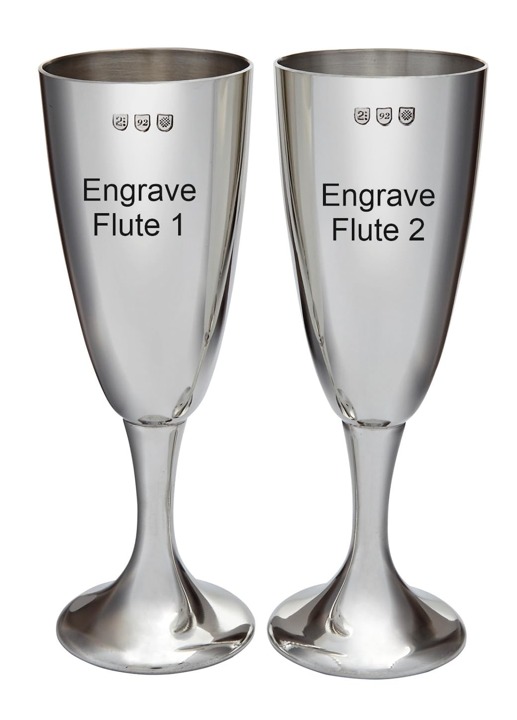 Wentworth Pewter Para polerowanych kieliszków z cyny - eleganckie kieliszki do wina lub szampana - na ślub, rocznicę lub specjalne okazje - możliwość grawerowania (z grawerunkiem)