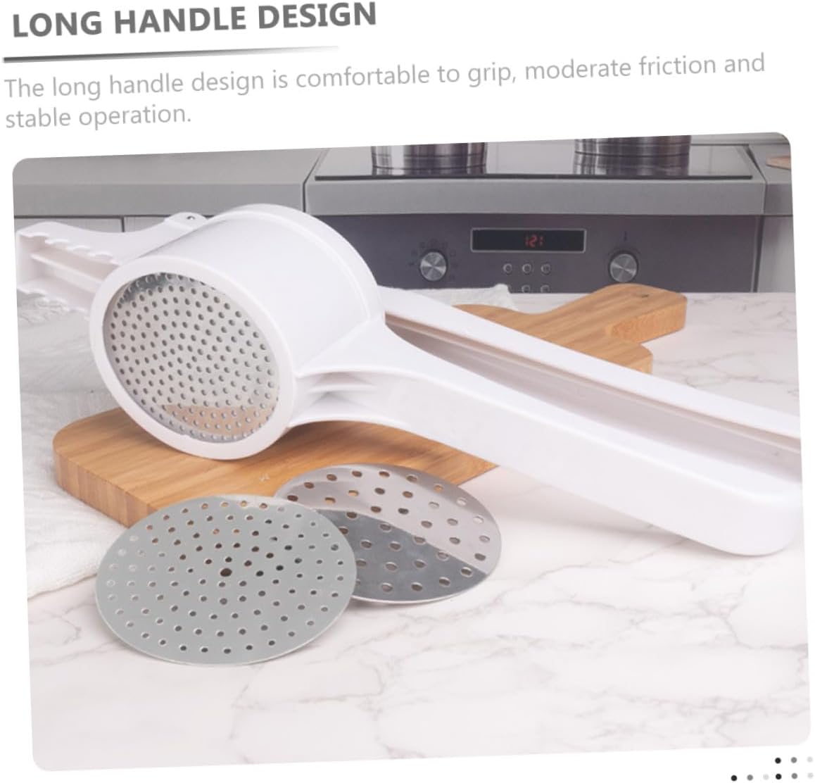 FUOYLOO Manual Potato Masher Kitchen Tool with Comfortable Handle Crusher for Puree Vegetables and Fruits Like Pumpkin Carrot Potato Home and Restaurant Use