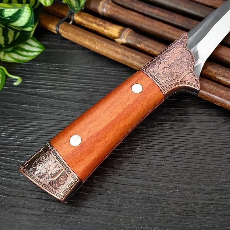 Meat Cleaver,Cleaver Knife Forged Kitchen Boning Knife Meat Cleaver Fish Vegetables Slicing Knife Plastic Handle Butcher Chef Cooking Knives With Cover