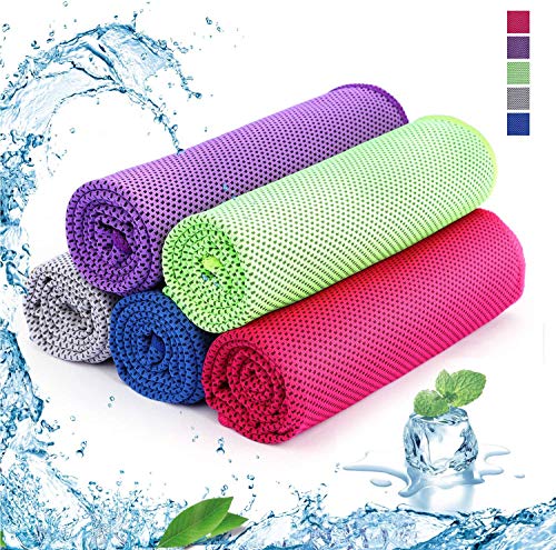 SKL Kühlendes Handtuch, 35 Sport-Handtücher, Stay Cool Towel für Sport, Schwimmen, Frauen, Yoga, Workout, Athleten, Fitnessstudio, Hals, Golf, Reisen 40" x 12" Blau-Violett-Grau-Rot-Grün