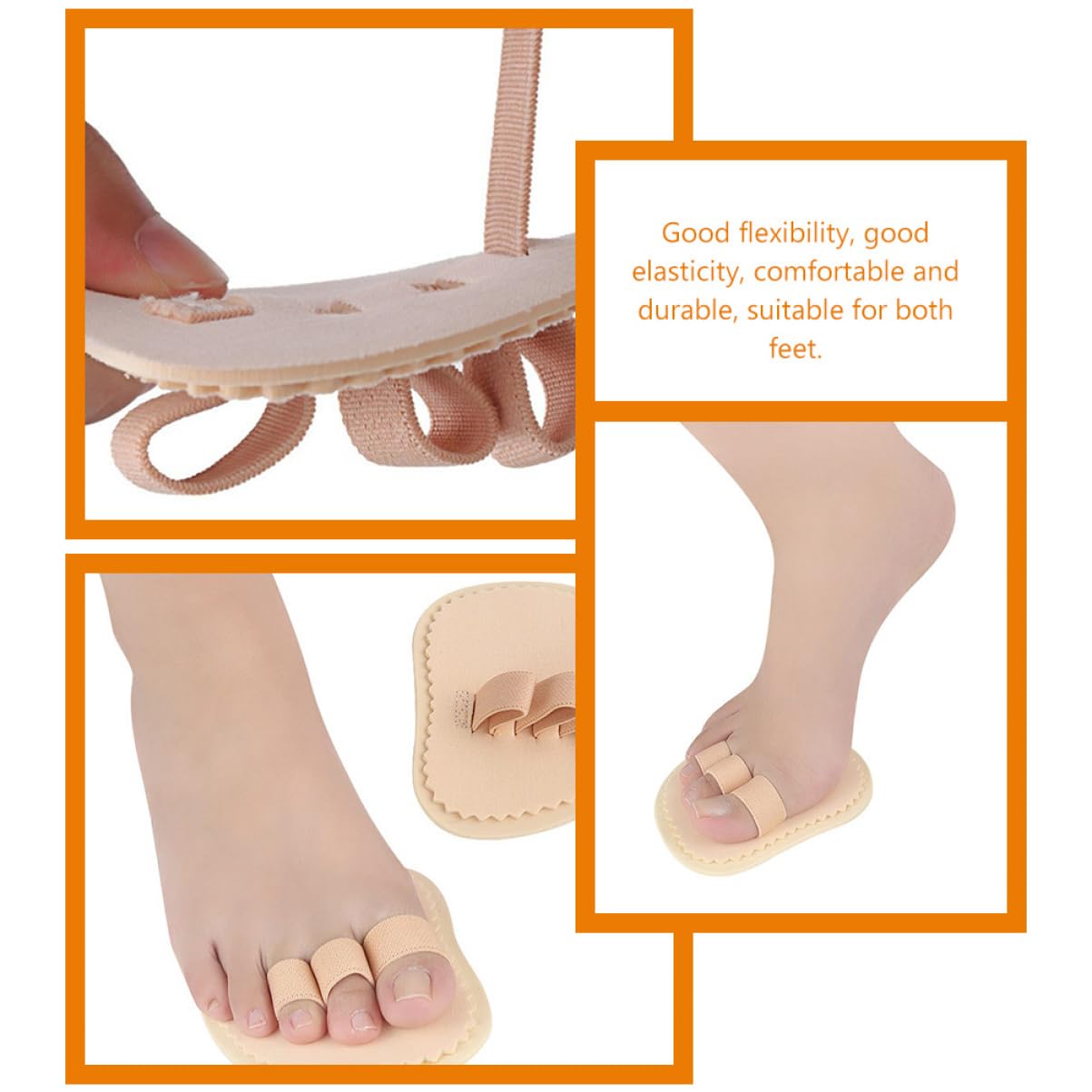 VICASKY 4pcs Reusable Toe Separators for Bunion Relief Toe Correctors Comfortable Foot Support Pads Breathable Design for Women Left Right Included