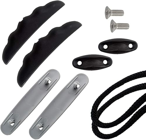 Miniatura 5 de Kit de transporte de asas de kayak, resistente, mango en T con cable para transporte de canoa, paquete de 2, color negro