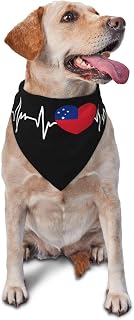 Samoans Heartbeat I Love Samoa Heart Flag Dog Scarf Triangle Adjustable & Washable Pet Accessories Bib Handkerchief for Large Medium Girl Boy Dogs Pets Gift