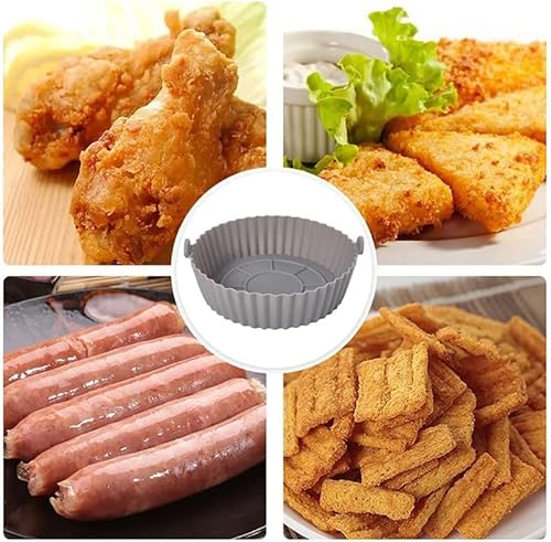 ZYNEX - kit 2 Cestas de Silicone para Air Fryer, Antiaderente 17,5cm - Forro Cesto Reutilizável de F