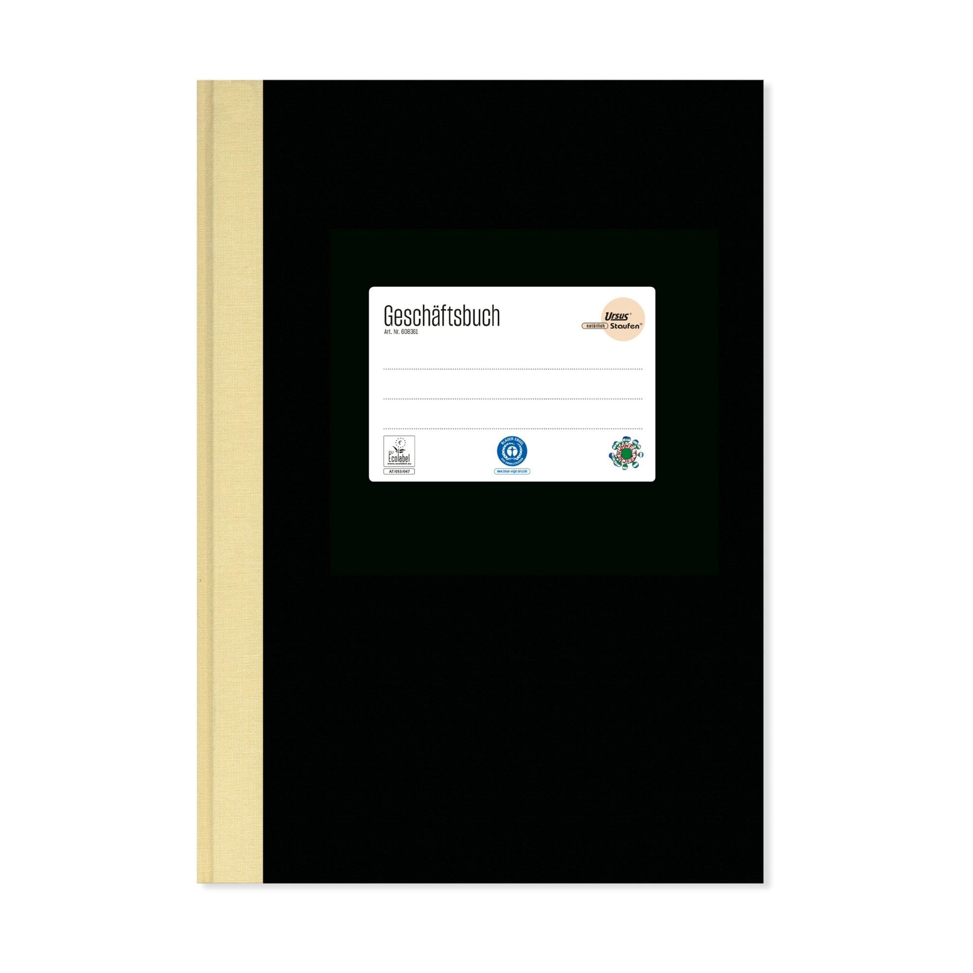 Staufen 608361 - Quaderno aziendale verde Staufen, DIN A4, copertina in lino di alta qualità, riquadro da 5 mm, 144 fogli, carta riciclata premium bianca 80g/m², 1 pezzo