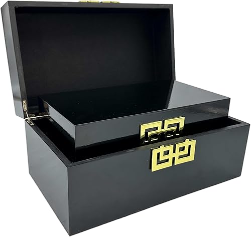 Miniatura 5 de Galt International Juego de cajas de almacenamiento decorativas con tapa con bisagras, diseño clásico, cajas de decoración de madera con cierre