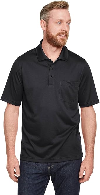 Harriton Mens Advantage Snag Protection Plus IL Pocket Polo L Black
