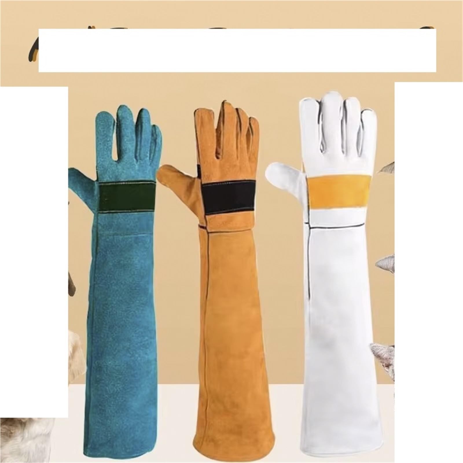 Guanti da lavoro lunghi anti-spina, guanti giardino in pelle traspirante, di protezione Guanti da Giardinaggio Donna(Color1-60cm)