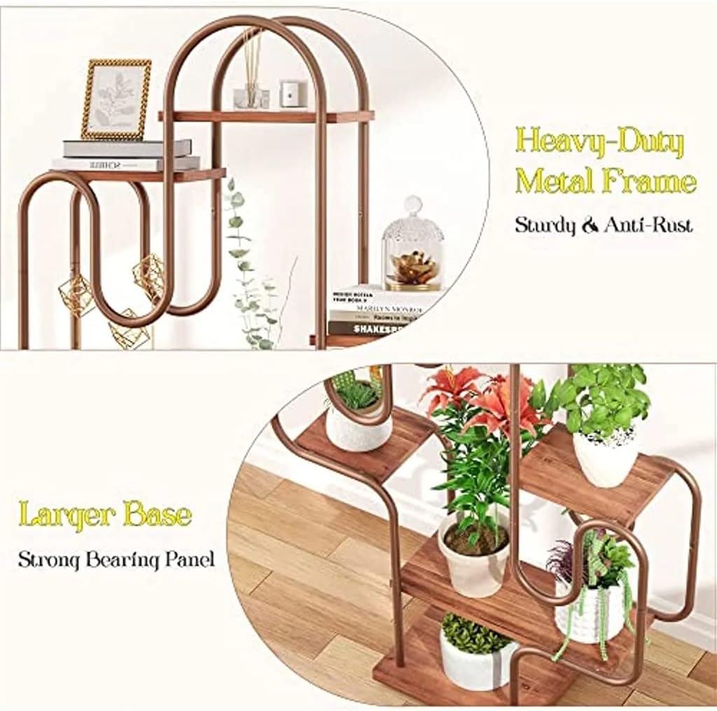 6-Storey Metal Heavy Duty Ladder Rack Multi-Purpose Plant Display Rustic Bookshelf