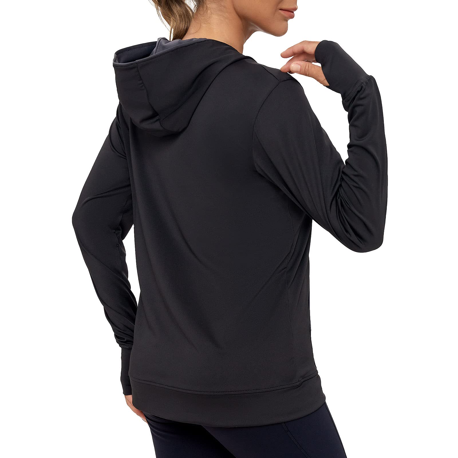 AMZSPORT Chaqueta Deportiva Mujer, Sudadera Capucha Running Cremallera con Bolsillos