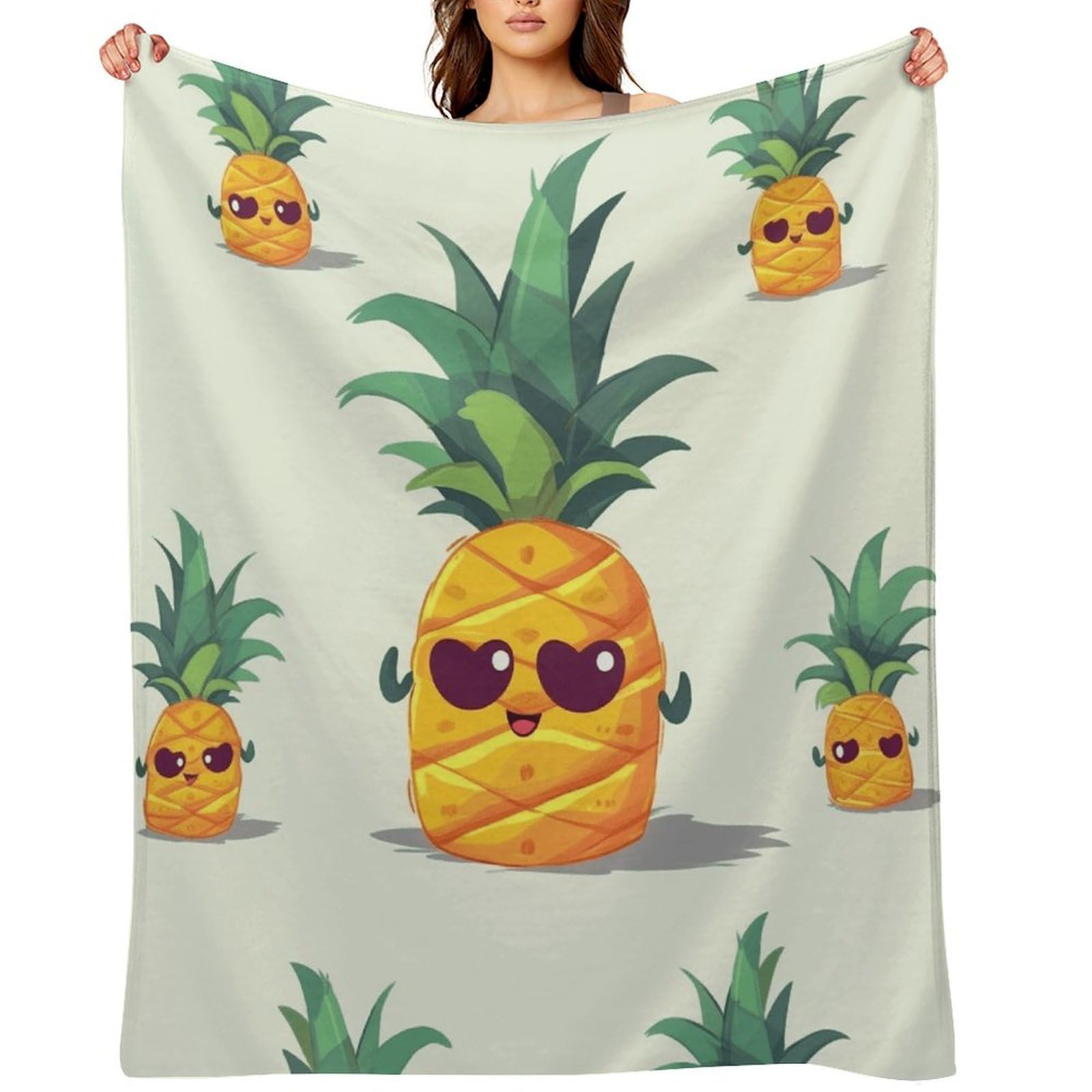 Cute Pineapple Throw Blanket for Couch and Bed Super Soft Warm Lightweight Throw Blankets Cozy Fuzzy Flannel Blanket Personalized Decorative Blankets for Sofa Decor 40"x50"