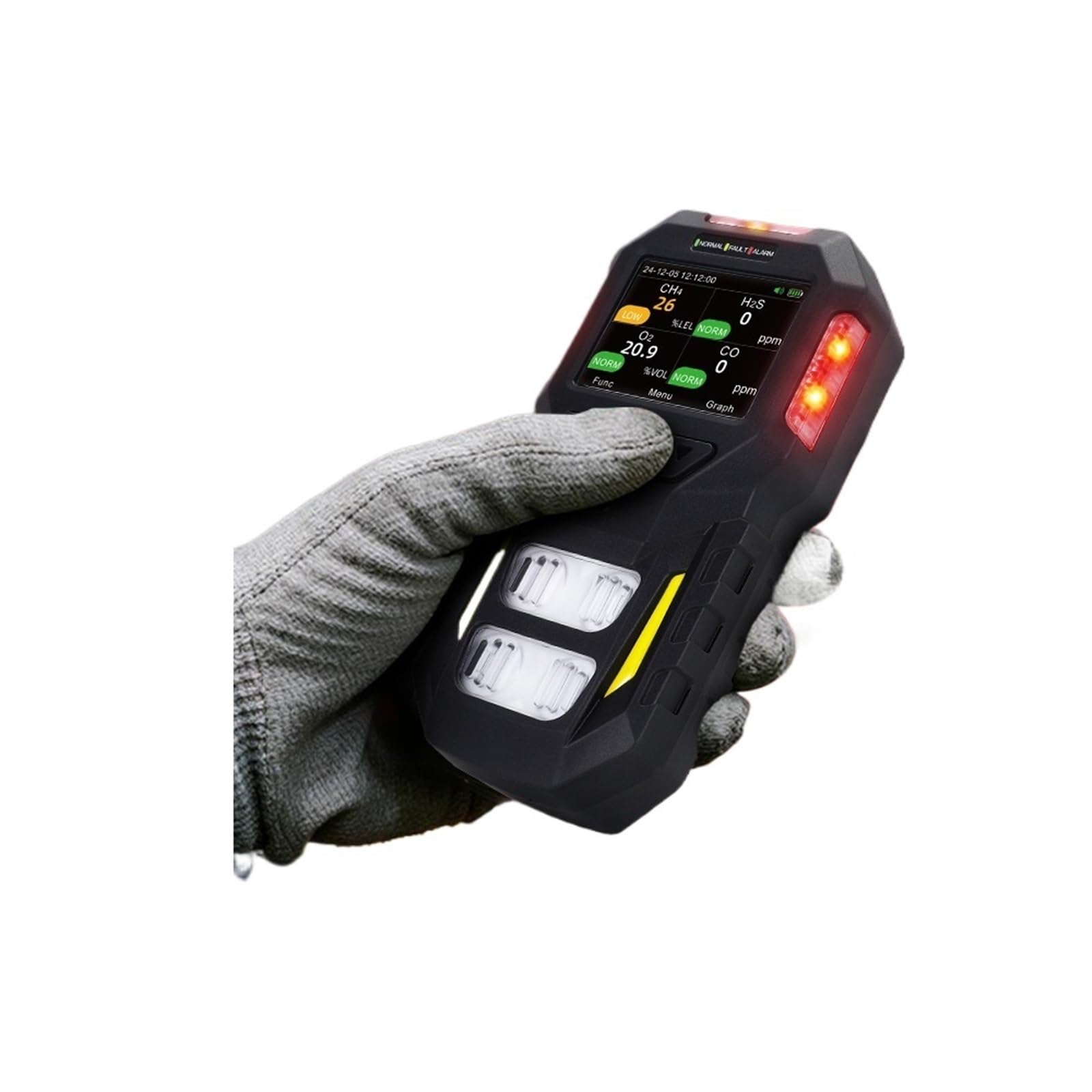 JVDDI 4-in-1 Multi-Gas Leak Detector IP67 Portable For H2S/O2/LEL/Combustible Toxic Gases Sound/Light/Vibration Alarm Li-On(2in1 gas detector(CO O2 H2S CH4))