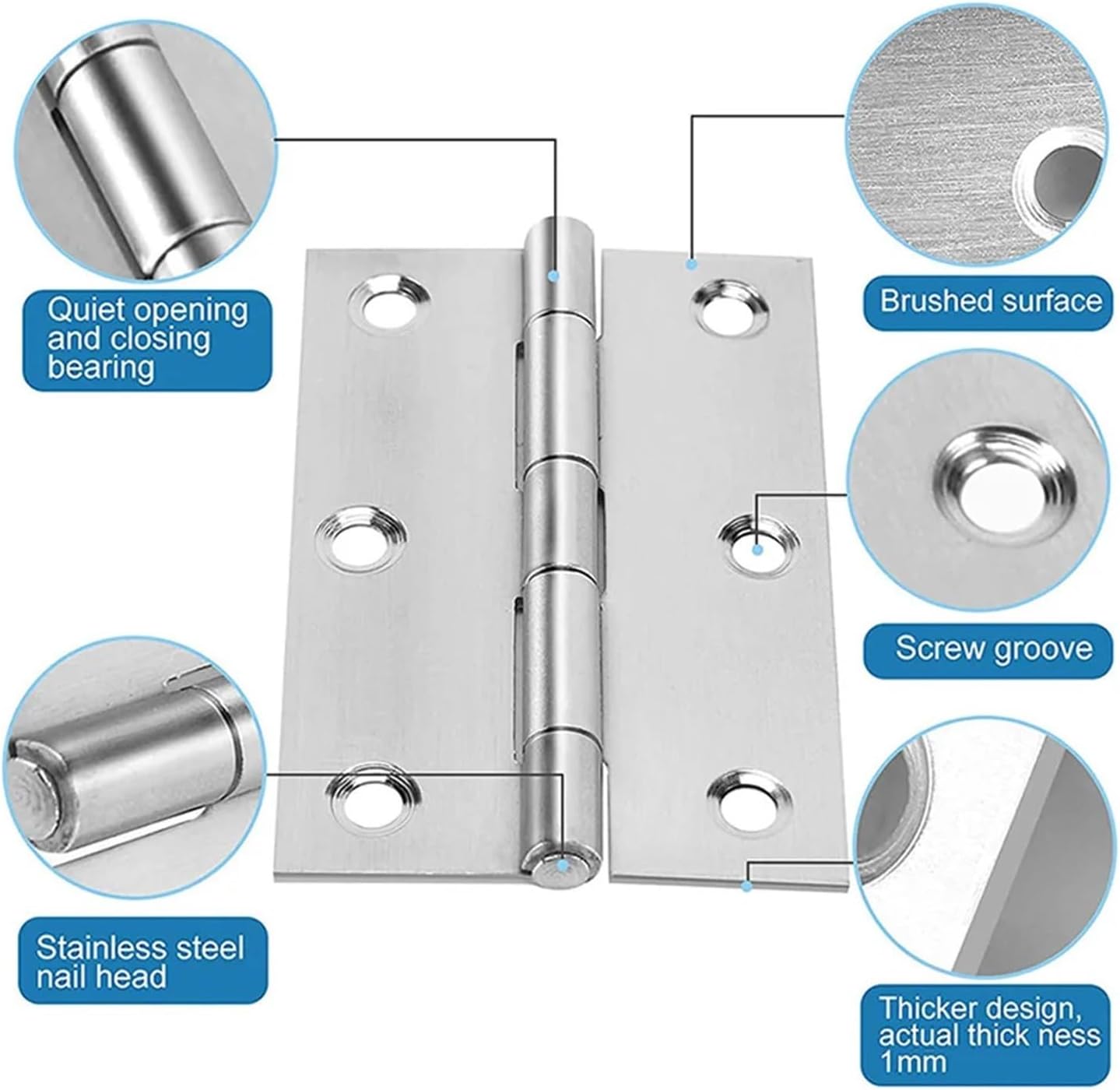 10PCS 3-inch Stainless Steel Flat Hinges for Window, Cabinet & Furniture