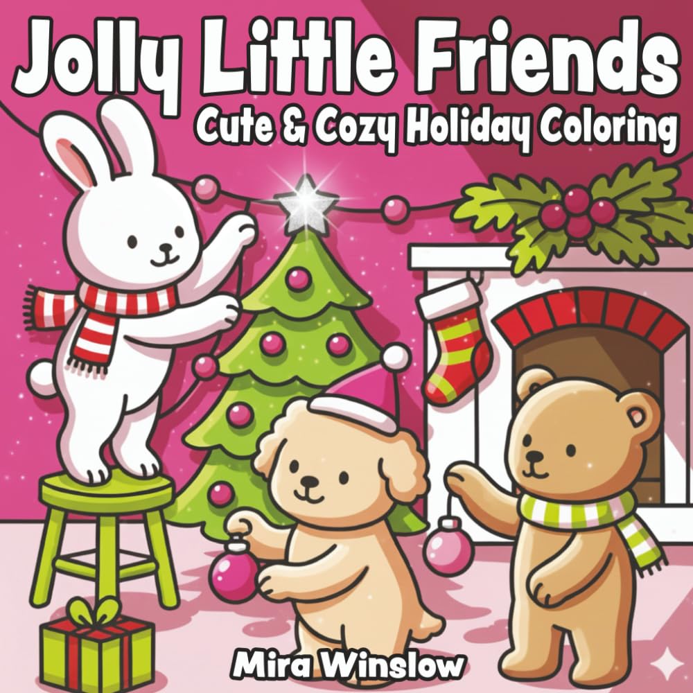 Jolly Little Friends: Cute & Cozy Holiday Coloring: Charming Christmas Designs for All Ages with Cute Critters, Winter Magic, and Cozy Seasonal Coloring